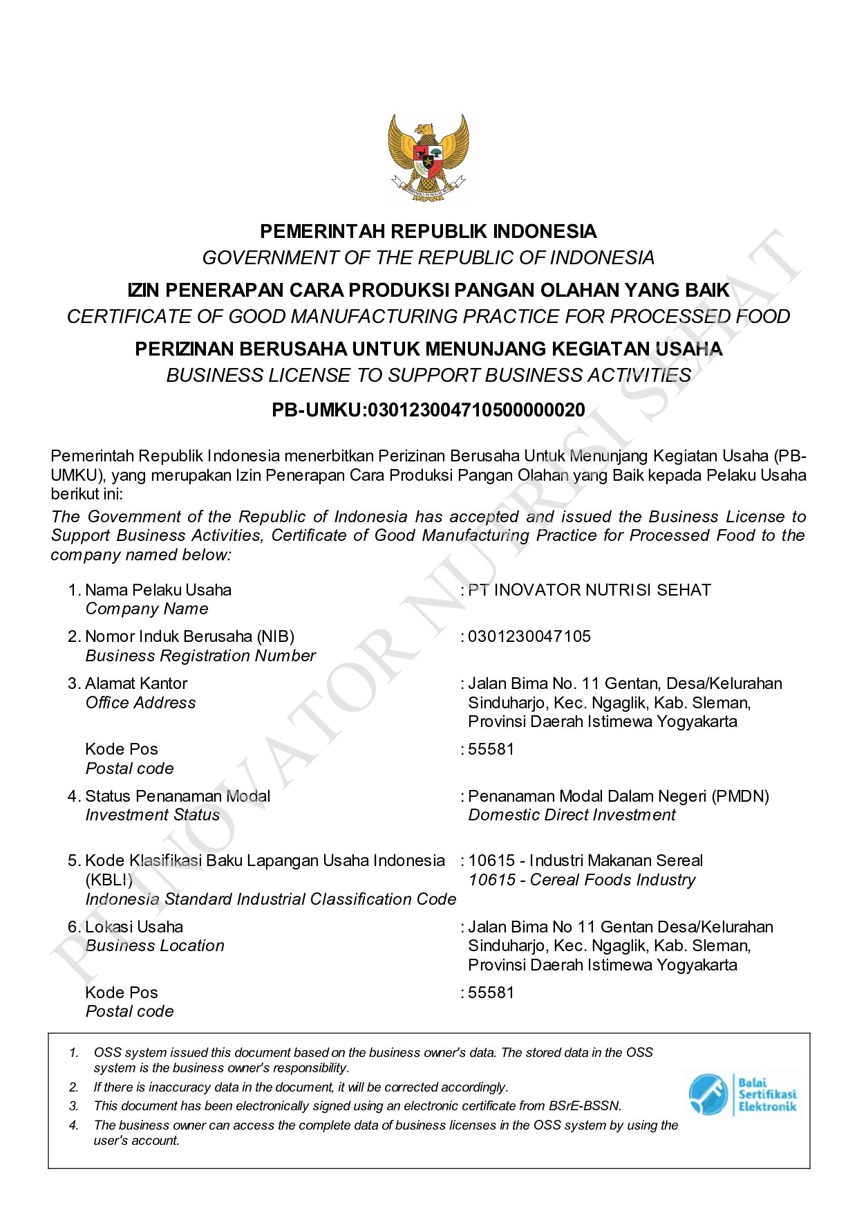 IP CPPOB 10615 Produk Bakeri Industri Makanan Sereal Biskuit Bar Page 0001